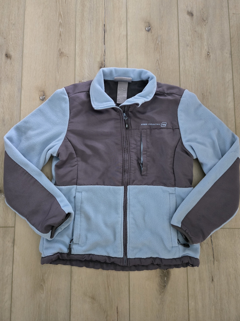 Free Country Womens Two-Tone Blue and Gray Performance Fleece Jacket